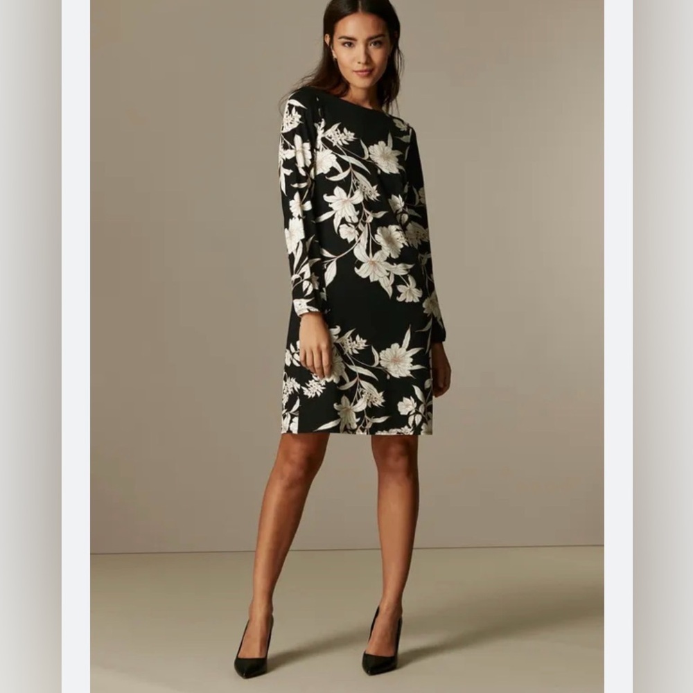 NWT Ralph Lauren Black and Cream Floral Dress